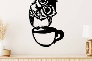 Дерев'яна картина Moku 'Coffe Owl' 60x37 см