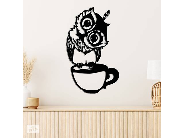 Дерев'яна картина Moku 'Coffe Owl' 60x37 см