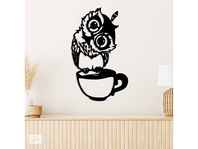 Дерев'яна картина Moku 'Coffe Owl' 90x55 см