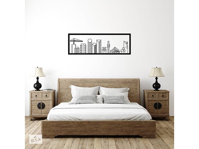 Дерев'яна картина Moku 'Modern City' 80x27 см