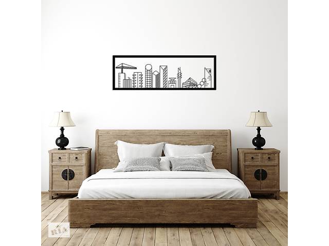 Дерев'яна картина Moku 'Modern City' 90x30 см