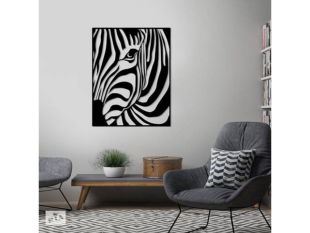 Дерев'яна картина Moku 'Mysterious Zebra' 50x40 см