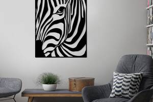 Деревянная картина Moku 'Mysterious Zebra' 70x56 см