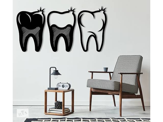 Деревянная картина Moku 'Teeth' 70x45 см