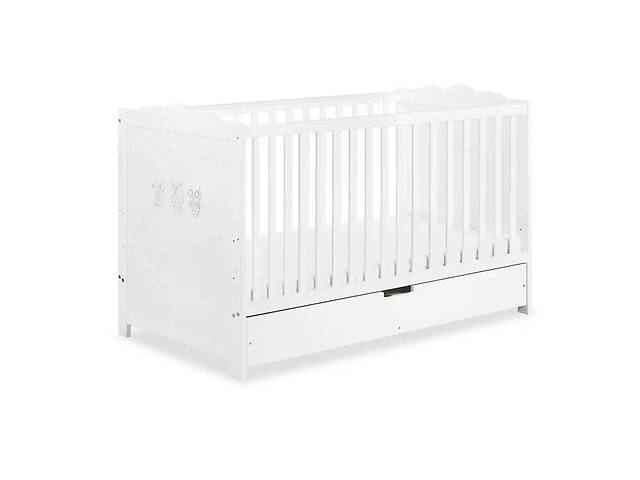 Детская кроватка KLUPS MARSELL White с выдвижным ящиком и поручнями безопасности