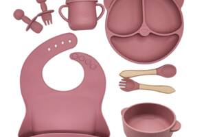 Детский набор силиконовой посуды 8 предметов 2Life Розовый (HCD-001)