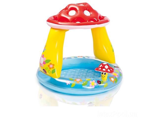 Детский надувной бассейн Intex 57114-2 Грибочек 102 х 89 см с шариками 10 шт подстилкой насосом