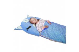Детский спальный мешок-трансформер Котенок Голубой M - 170 х 70 см.