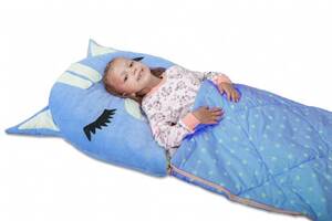 Детский спальный мешок-трансформер Котенок Голубой L - 200 х 90 см.