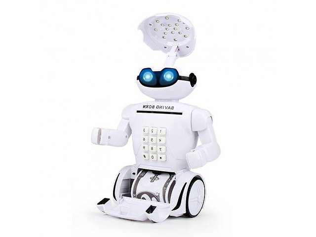 Детский интерактивный робот-сейф с электронным кодовым замком Robot Piggy Bank 6699-9 с функцией ночника на 10 мелоди...