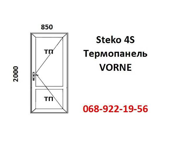 Двері пластикові 850x2000 глухі із замком (металопластикове) за 7-14 днів.