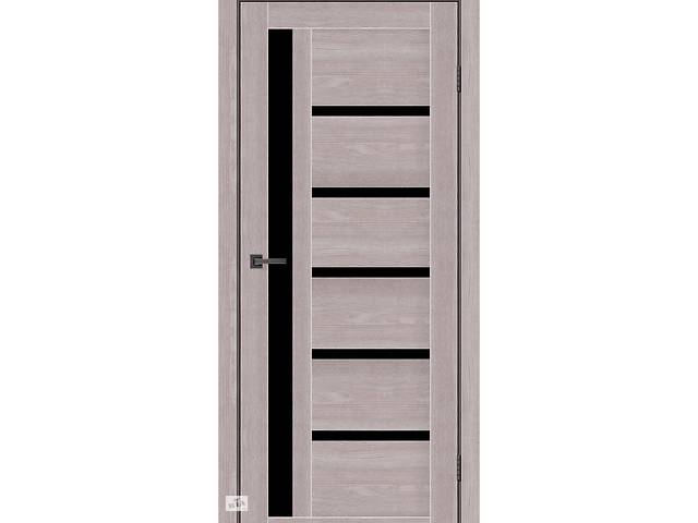 Дверное полотно MS Doors ORLEAN 80см дуб серый черное стекло сатин