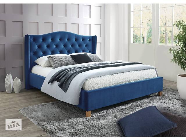Двоспальне ліжко Aspen Velvet 160X200 Синій