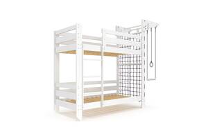 Двоярусне дерев'яне спортивне ліжко для підлітка Sportbaby 190х80 см біле babyson 7