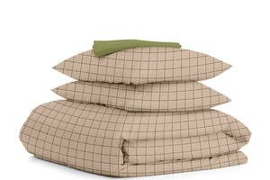 Двуспальная постель с простыней на резинке BEIGE GEOMETRY CS12 Cosas Бежевый 180х220 см