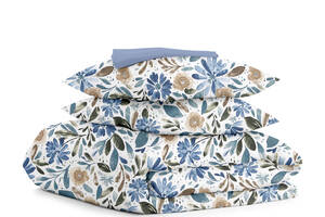 Двуспальная постель с простыней на резинке CALIFORNIA FLOWERS CS3 Cosas Синий 180х220 см