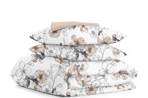 Двуспальная постель с простыней на резинке EXOTIC FLOWERS CS3 Cosas Бежевый 180х220 см