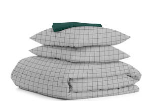 Двуспальная постель с простыней на резинке GREY GEOMETRY CS10 Cosas серый 180х220 см