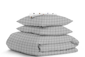 Двуспальная постель с простыней на резинке GREY GEOMETRY CS14 Cosas серый 180х220 см