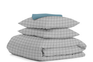 Двуспальная постель с простыней на резинке GREY GEOMETRY CS9 Cosas серый 180х220 см