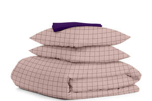 Двуспальная постель с простыней на резинке ROSE GEOMETRY CS13 Cosas розовый 180х220 см