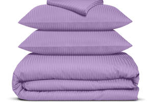 Двуспальная постель сатин с простыней на резинке AMETHYST Cosas Фиолетовый 180х220 см