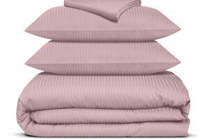 Двуспальная постель сатин с простыней на резинке SAKURA Cosas лиловый 180х220 см