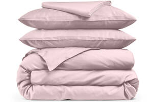 Двуспальная постель сатин с простыней на резинке SAKURA CS2 Cosas розовый 180х220 см