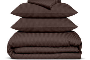 Двуспальная постель сатин с простыней на резинке WALNUT Cosas Шоколад 180х220 см