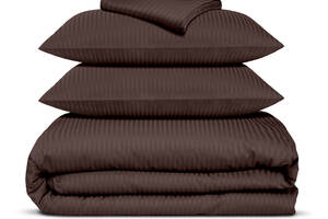 Двуспальная постель сатин с простыней на резинке WALNUT CS1 Cosas Шоколад 180х220 см