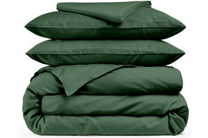 Двуспальное постельное белье сатин GREEN Cosas Зеленый 180х220 см