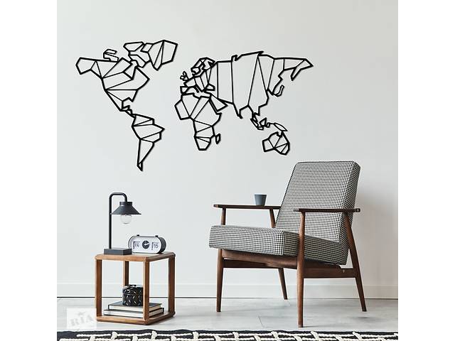 Дизайнерская деревянная картина Moku 'Line World' 50x28 см