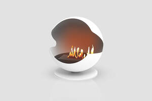 Дизайнерский напольный камин на биотопливе, биокамин Gloss Fire Sfera-m2 Белый