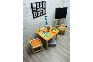 Еко-ігровий набір для дітей Baby Comfort стіл із нішею + стілець жовто-гарячий