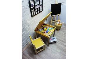 Еко-ігровий набір для дітей Baby Comfort стіл із нішею + стілець жовтий