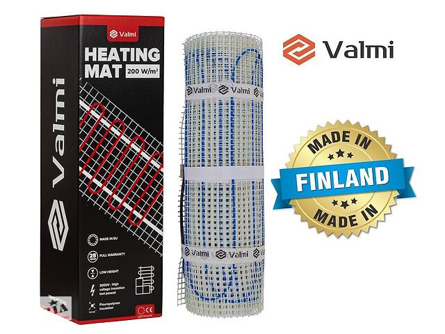 Электрический теплый пол Valmi Mat 1м² /200Ват/ 200Вт/м² нагревательный мат под плитку