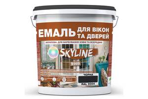 Эмаль акриловая Для Окон и Дверей SkyLine Wood Черная RAL 9004 10 л