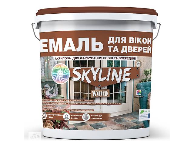 Емаль акрилова для вікон та дверей водорозчинна SkyLine Wood 3 л Білий