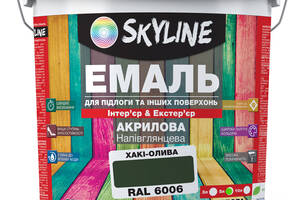 Эмаль для пола и других поверхностей акриловая SkyLine Хаки-олива RAL 6006 5 л