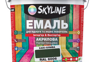 Эмаль для пола и других поверхностей акриловая SkyLine Хаки-олива RAL 6006 3 л