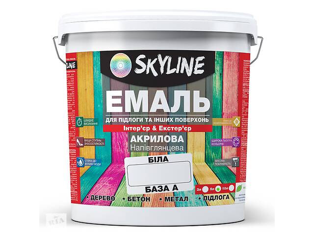 Эмаль для пола и других поверхностей акриловая SkyLine Белый База А 5 л