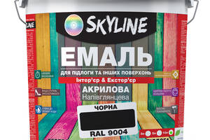 Эмаль для пола и других поверхностей акриловая SkyLine Черный RAL 9004 10 л