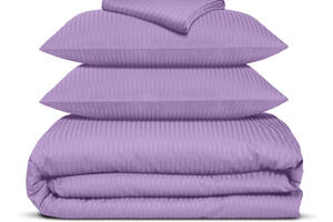 Евро постель сатин с простыней на резинке AMETHYST Cosas Фиолетовый 200х220 см