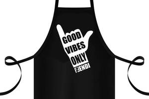 Фартук с принтом Арбуз Good vibes only 68 см Черный