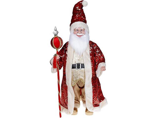 Фигура музыкальная Санта с посохом 60см с пайетками Bona DP69514 Красный