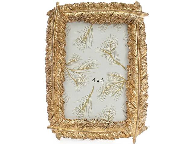 Фоторамка декоративная Золотые перья для фото 10х15см состаренное золото BonaDi