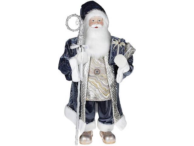 Фигура «Санта с посохом» 90см (мягкая игрушка), серо-голубой
