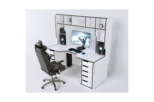Геймерский эргономичный стол ZEUS Viking-3L, 180х92 (87) см, белый/черный