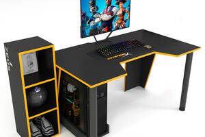 Геймерский стол ZEUS-Game™ GAMER-4 чёрный-оранжевый