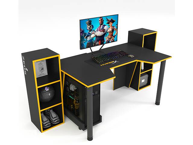 Геймерский стол ZEUS-Game™ GAMER-5 чёрный-оранжевый